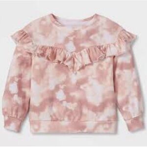 Greyson Girls' Tie-Dye Ruffle Pullover Sweatshirt - Pink/White